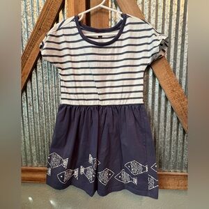 Tea Collection Striped Dress with Fish Design